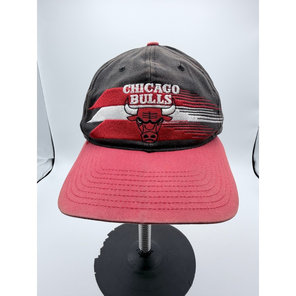Vintage Chicago Bulls NBA Snapback Hat TEI Black Red Faded 90s One Size OSFM